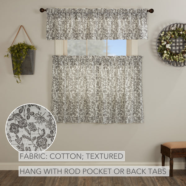 Gray Gables Floral Valance w/out Header 16Lx72W