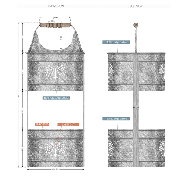 Galvanized 2 Tier Caddy