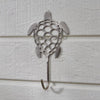 Silver-tone sea turtle single wall hook with detailed shell design for coastal farmhouse decor