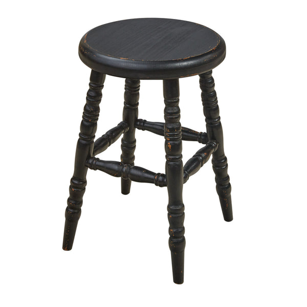 The beautiful distressed Black finish of the Stool With Turned Legs is sure to draw your eye to it! It is a perfect addition to a side table or desk for when you need a little more storage! 