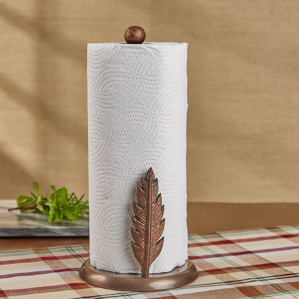 Add a touch of the outdoors to your kitchen decor with the Pheasant Run Paper Towel Holder! Featuring warm tones of brown and a charming decorative feather, this is a stylish and functional addition to any kitchen!