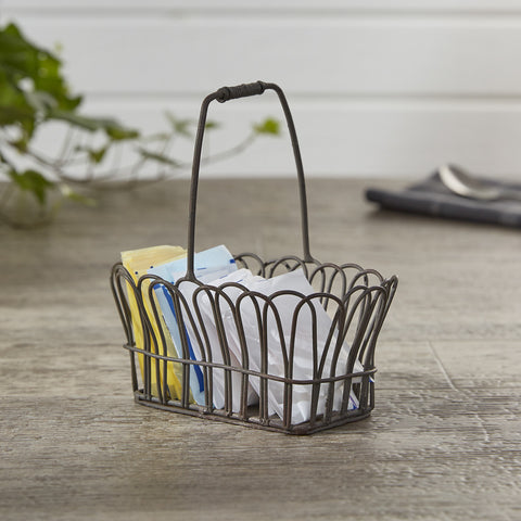 Scalloped Wire Condiment Caddy, is perfect for sugar packets.