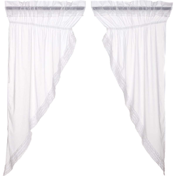 White Ruffled Sheer Prairie Short Panel Set 2 63x36x18
