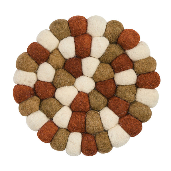 Fall Wool Ball Trivet DIMENSIONS: 1"H X 8"DIA Visit website for free shipping offer. Primitive Country Farmhouse Home Decor.