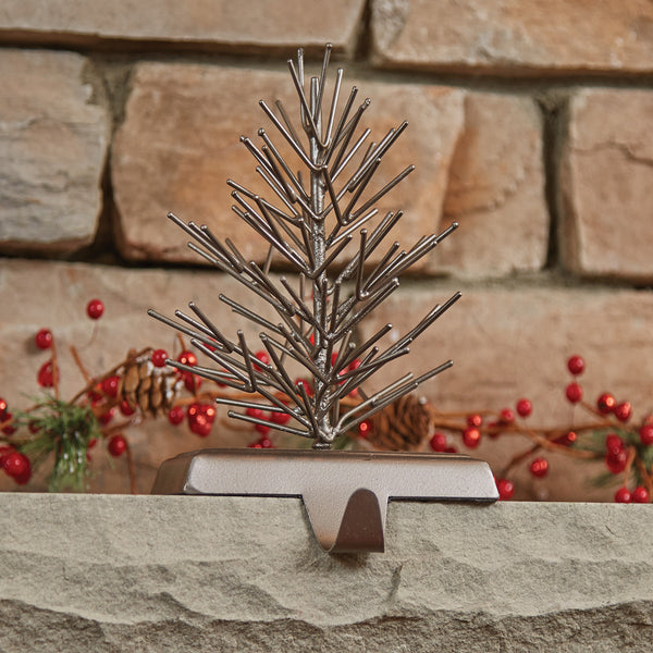 Natural Metal Tree Stocking Hanger  DIMENSIONS: 8"H X 4"W X 8"L