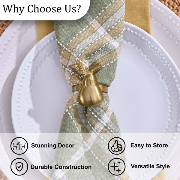Golden Pear Napkin Rings – Set of 6