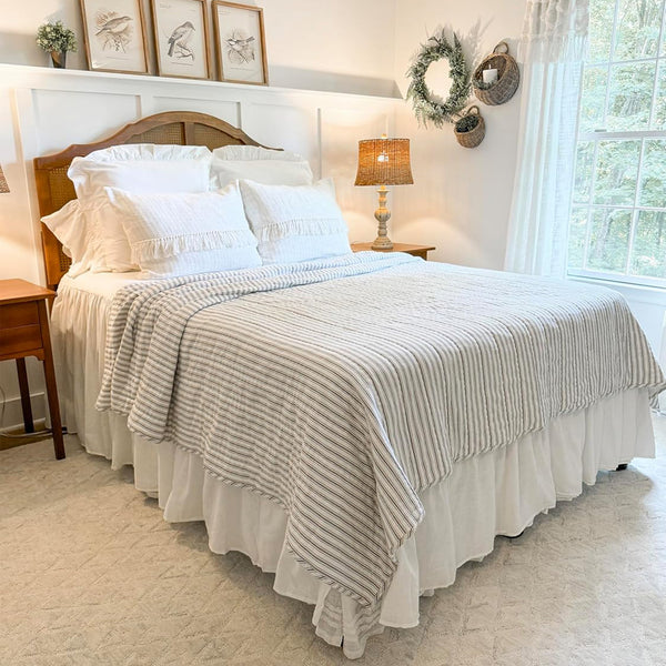 Timeless Ticking Gray King Quilt 95Lx105W