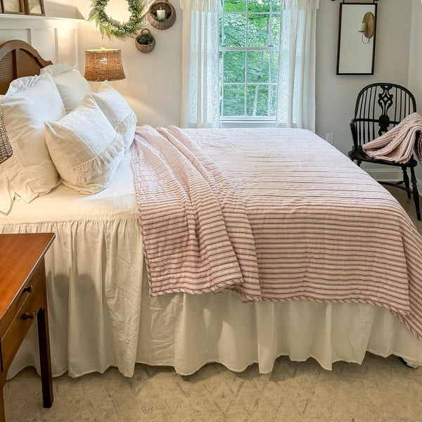 Timeless Ticking Red Luxury King Quilt 105Lx120W