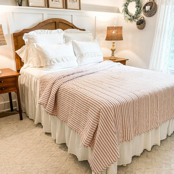 Timeless Ticking Red King Quilt 95Lx105W