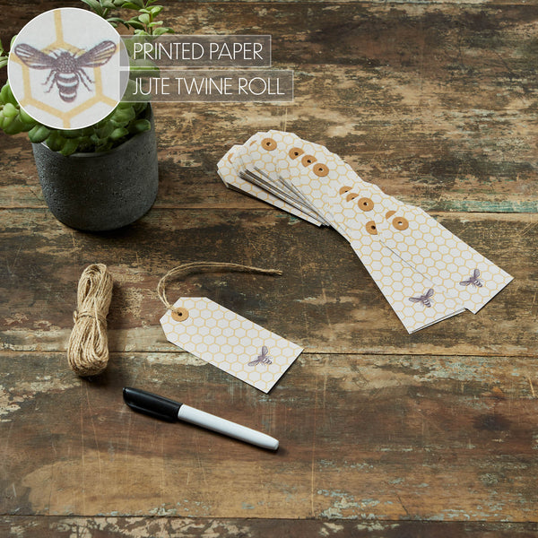 Buzzy Bees Bee Paper Tag 4.75x2.25 w/ Twine Set of 50
