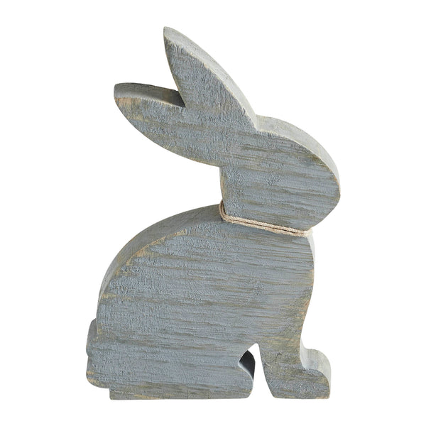 Bunny Hop Wooden Sitting Bunny Grey w/ Natural Beads 8x5x1