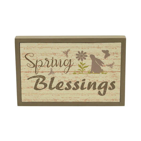 Bunny Hop Spring Blessings MDF Framed Wall Sign 6.5x10x1