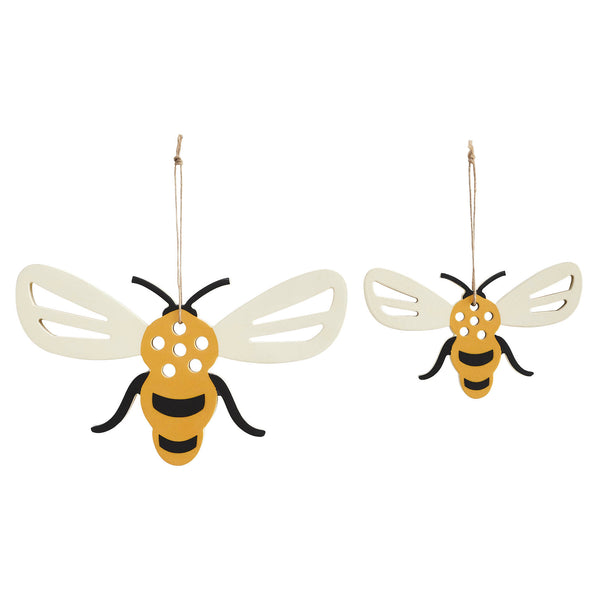Buzzy Bees Bee Shaped MDF Wall Hanging w/ Twine Set of 2 Sizes