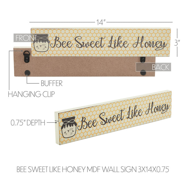 Buzzy Bees Bee Sweet Like Honey MDF Wall Sign 3x14x0.75