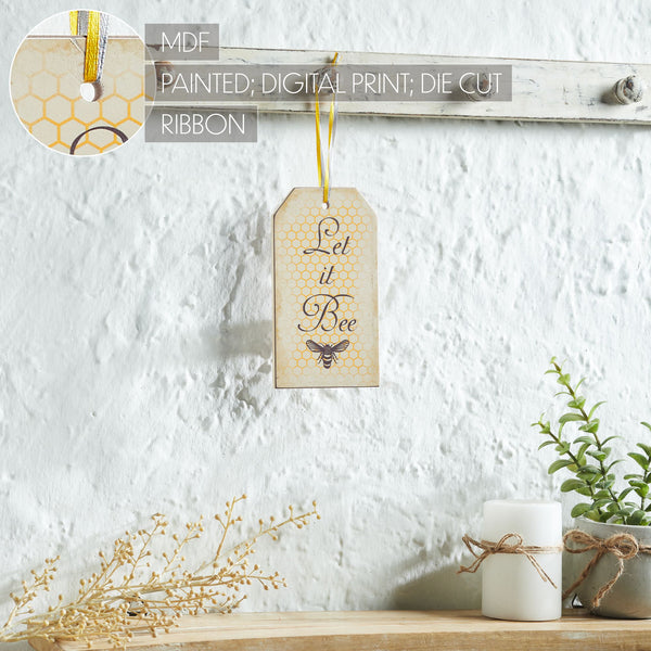 Buzzy Bees Let It Bee MDF Tag Ornament w/ Ribbon 7x3.75x0.5