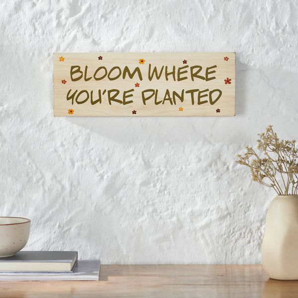 Spring In Bloom Bloom Where Youre Planted MDF Wall Sign 5x14x0.75