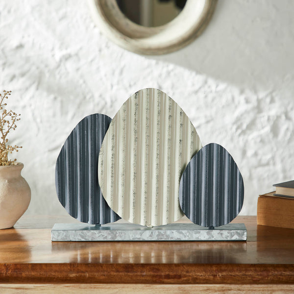 Bunny Hop Corrugated Metal Eggs w/ Base 10.75x14x2.5