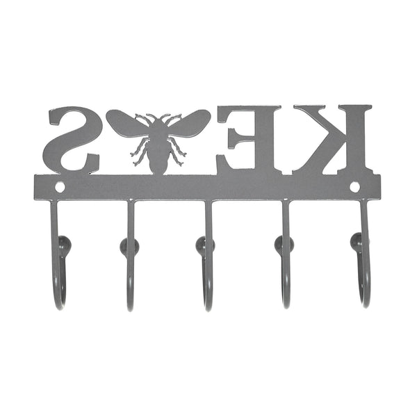 Buzzy Bees Metal Wall Mount Bee Key Holder Grey 3x5.3