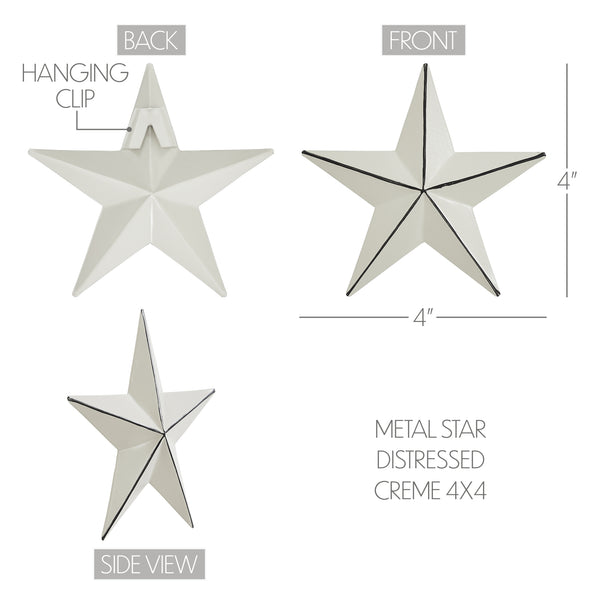 Metal Star Creme Distressed 4x4