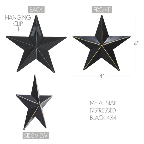 Metal Star Black Distressed 4x4
