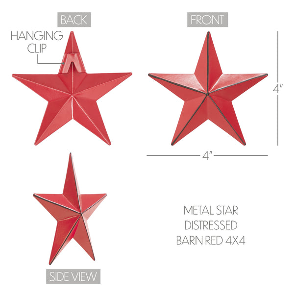 Metal Star Barn Red Distressed 4x4