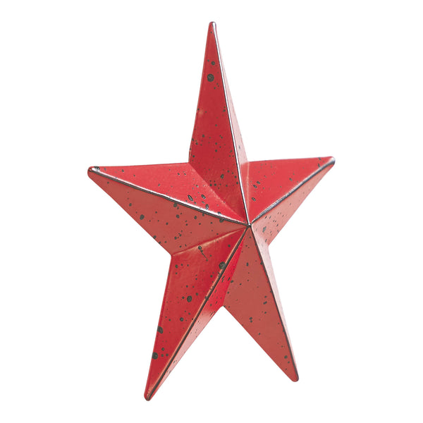 Metal Star Speckled Barn Red Distressed 4x4