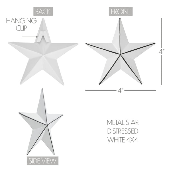 Metal Star White Distressed 4x4