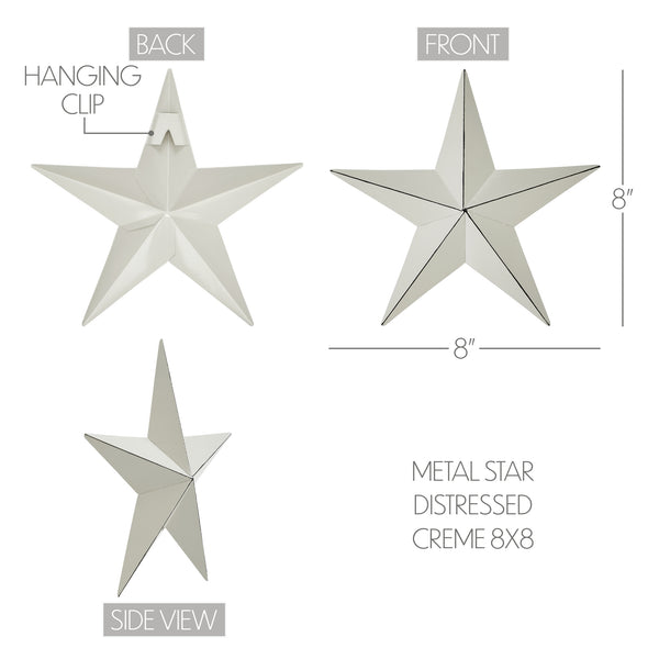 Metal Star Creme Distressed 8x8