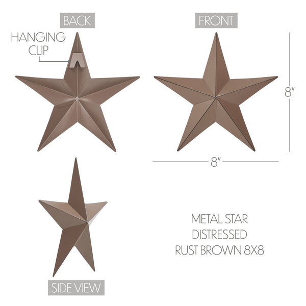 Metal Star Rust Brown Distressed 8x8
