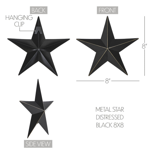 Metal Star Black Distressed 8x8