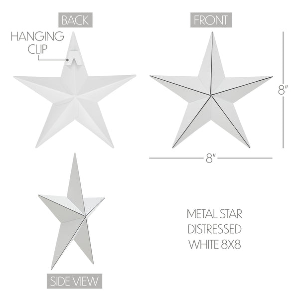 Metal Star White Distressed 8x8