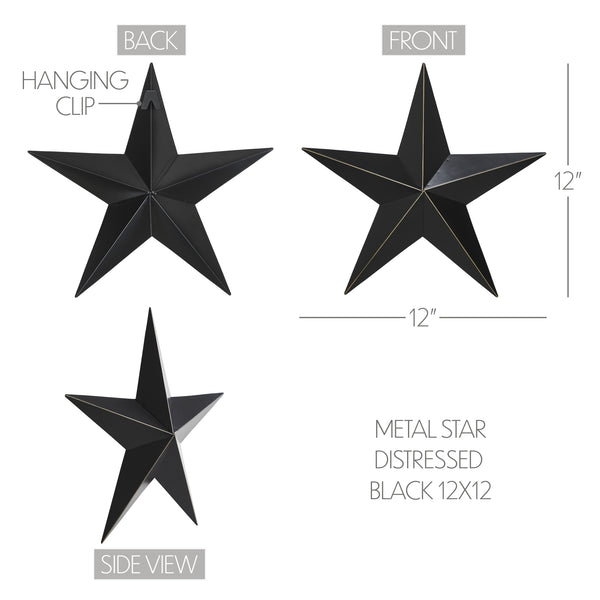 Metal Star Black Distressed 12x12