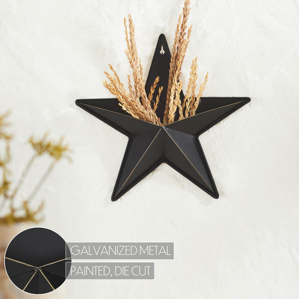 Metal Star w/ Pocket Black Distressed 12x12
