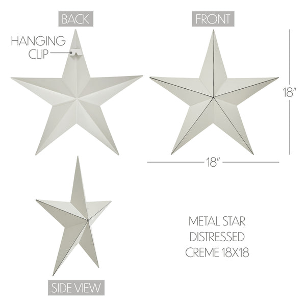 Metal Star Creme Distressed 18x18
