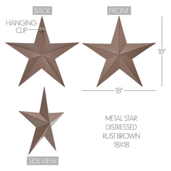 Metal Star Rust Brown Distressed 18x18