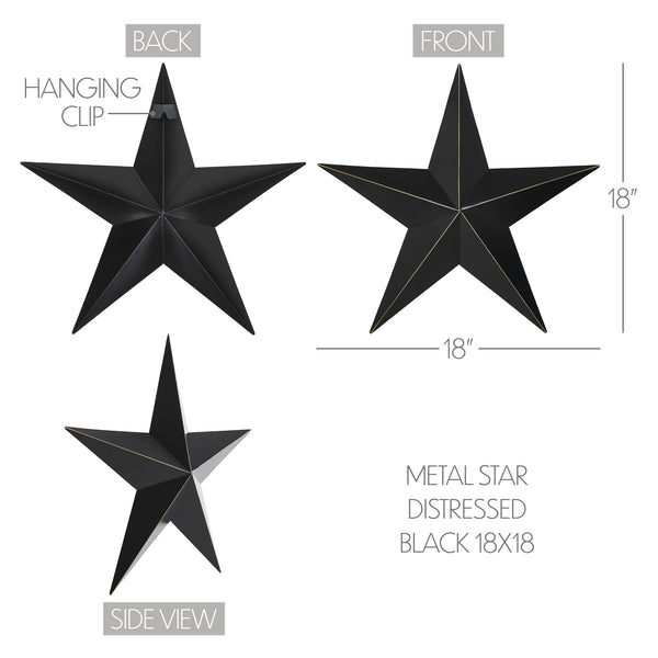 Metal Star Black Distressed 18x18