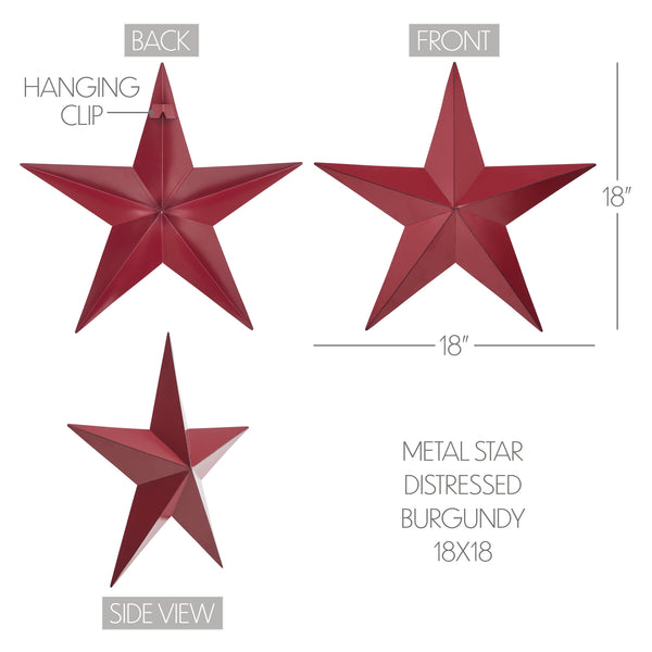 Metal Star Burgundy Distressed 18x18