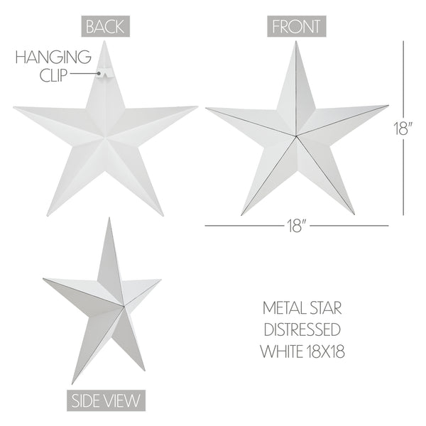 Metal Star White Distressed 18x18