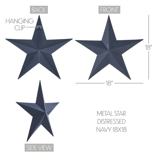 Metal Star Navy Distressed 18x18
