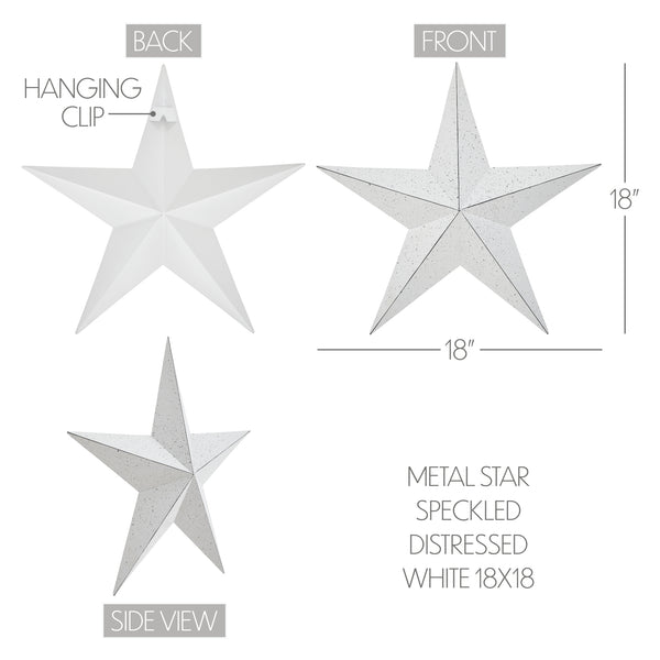 Metal Star Speckled White Distressed 18x18