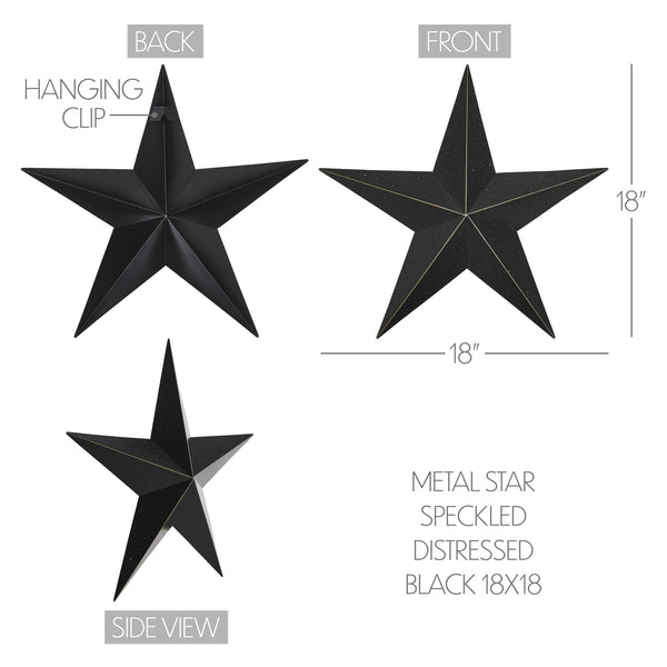 Metal Star Speckled Black Distressed 18x18