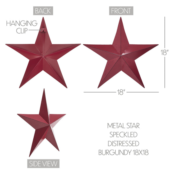 Metal Star Speckled Burgundy Distressed 18x18