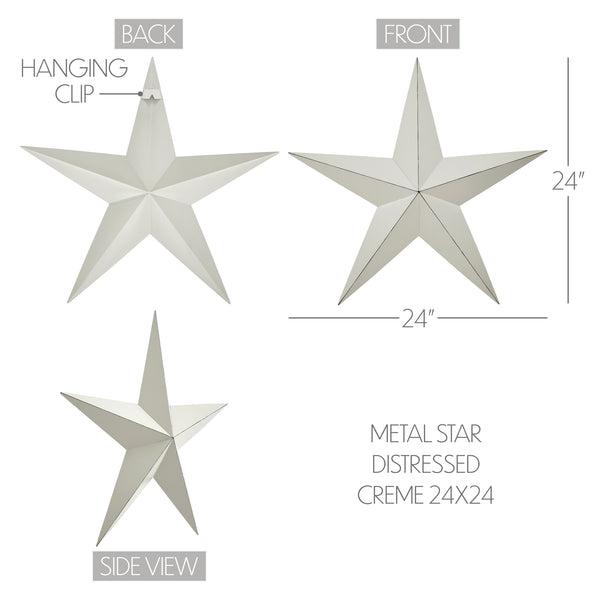 Metal Star Creme Distressed 24x24