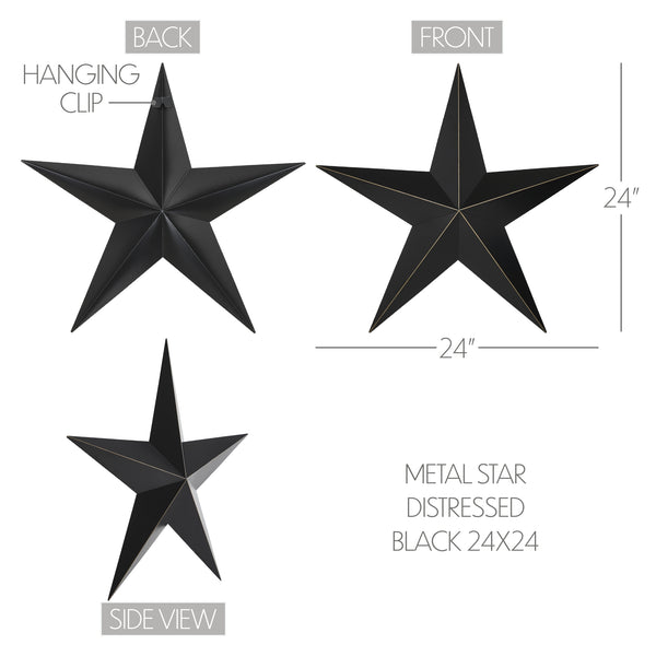 Metal Star Black Distressed 24x24