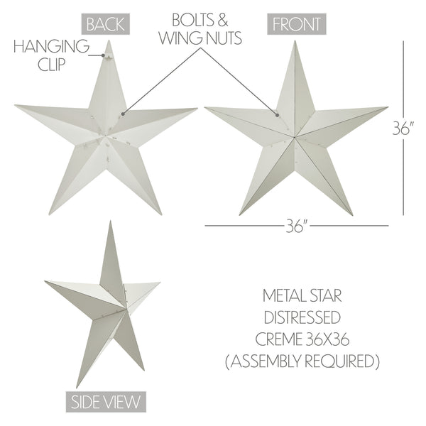 Metal Star Creme Distressed 36x36