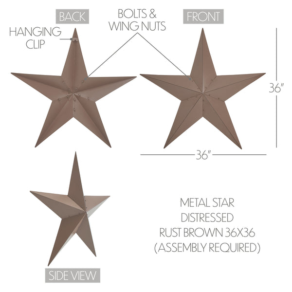 Metal Star Rust Brown Distressed 36x36