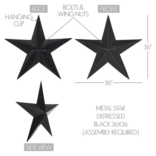 Metal Star Black Distressed 36x36