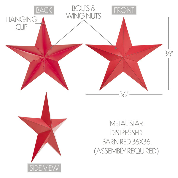 Metal Star Barn Red Distressed 36x36