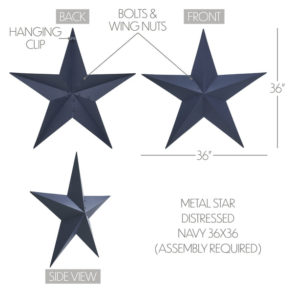 Metal Star Navy Distressed 36x36