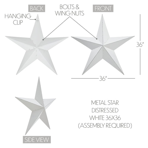 Metal Star White Distressed 36x36